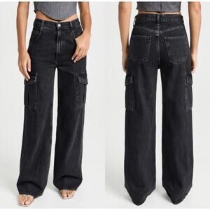 Agolde Minka Cargo Jeans Faded Black Size 28